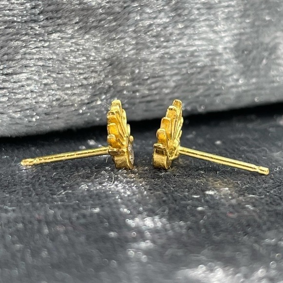 24k Gold Vermeil Sun Earrings - Picture 3 of 5